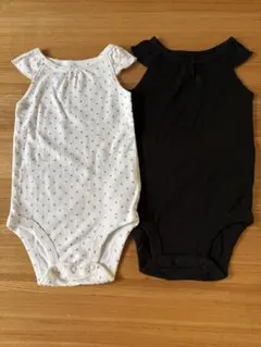 ベビー肌着 ロンパース　3-6ヶ月 ドット柄・無地 2枚セット　未使用品