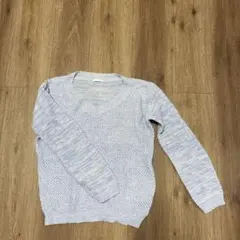 GU 水色 Vネック ニットセーター 長袖