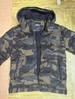 ZARA 迷彩柄 フード付きダウンジャケット M
