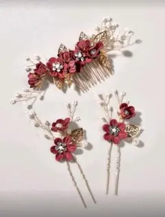 成人式髪飾り 卒業式 ウエディング 3点セット