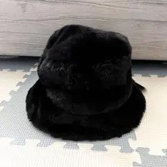値下げ2/28まで【新品未使用】フェイクファー バケットハット ファー帽子 黒