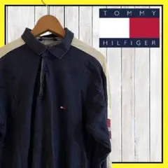 TOMMY HILFIGER 長袖ポロシャツ ネイビー/ベージュ