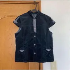 ダークブルー コーデュロイ風ジャケット 半袖