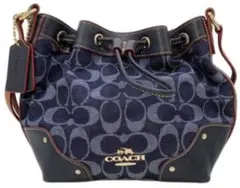 コーチ COACH シグネチャー デニム ドローストリング バケットバッグ
