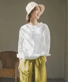 美品✨　オフホワイト❤️　麻　リネン　ドアーズ　リネンバックタックプルオーバー