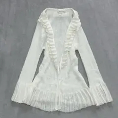 00s vintage ニットカーディガン フロントフリル フェミニン 森ガール