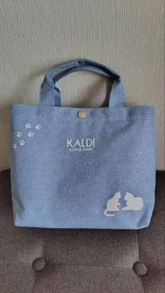 KALDI COFFEE FARM 猫柄 トートバッグ ブルーのサムネイル