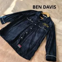 BEN DAVIS ネイビー 紺色　ワークシャツ　刺繍　コットン100%