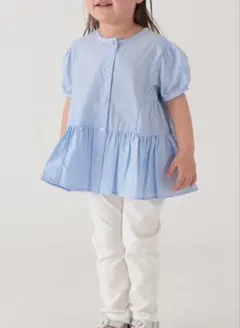 プティマイン　半袖　ブラウス　水色　110