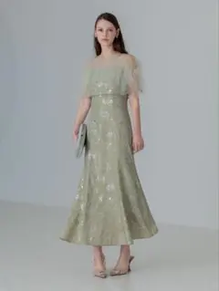 チュールフリルボレロペイントマーメイドワンピースドレス結婚式パーティー成人式