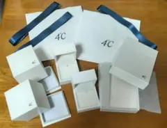 4°C ジュエリーボックス＆ショッピングバッグ 空箱3点 紙袋2点 リボン3点