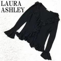 LAURA ASHLEY フリルニットカーディガン ブラック M B9486のサムネイル