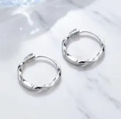フープ ピアス 金属アレルギー対応 シルバー ステンレス針 ひねり ワンタッチ