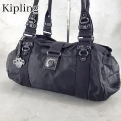 キプリング ショルダーバッグ ミニボストンバッグ モンキーチャーム ブラック
