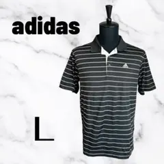 【adidas climacool】冷感ポロシャツ　ボーダー　ドライ素材　Lのサムネイル