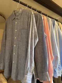 UNIQLO M/L ブルー/ピンク/ベージュ 長袖/半袖シャツ　6着セット