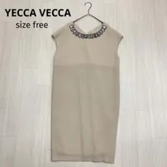 ◆ YECCA VECCA イェッカヴェッカ 襟元ビジュー ノースリ ワンピースのサムネイル