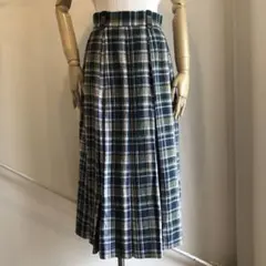 INCOTEX チェック柄タックフレアロングスカート
