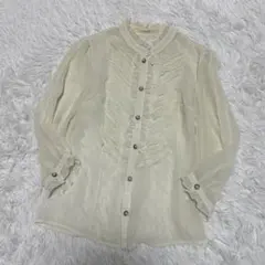 ダズリン　dazzlin ブラウス　レース　シースルー　白　ホワイト　パール　S