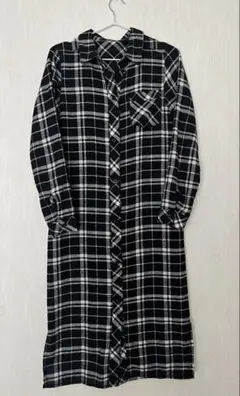 チェック柄 ロングシャツワンピース Mサイズ