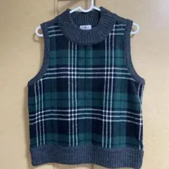 FENICE チェック柄 タートルネックニットベスト