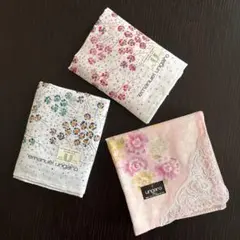 【新品 未使用品】emanuel ungaro☆花柄コットンハンカチ3枚セット