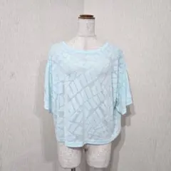 PUMA ドライセル 水色幾何学柄 Tシャツ（M）ロゴ ヨガ トレーニング