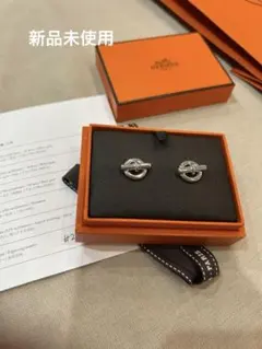 美品！ HERMES エルメス ピアス ブラック シルバー 90 レディス