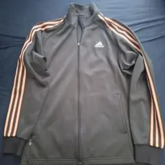 adidas トラックジャケット グレー オレンジストライプ