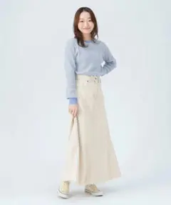 【BEAMS HEART】タック デニム スカート ベージュ