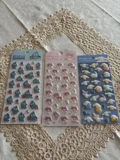 ぷくっとシール・マイメロディ・シナモロールシール・ハンギョドン3枚セット