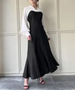 シャツドッキングカルゼワンピース⭐️ブラック
