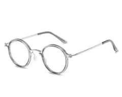 新品未使用　ロイド型　クラシック　丸メガネ　シルバー×クリア　ブルーライトカット
