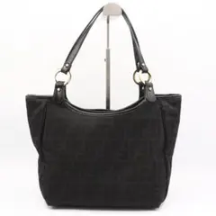 美品　フェンディ　ズッカ柄　キャンバス　ハンドバッグ　ブラック