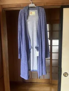 Amina 紫色 ロングカーディガン　フード付き　アウター　Fサイズ