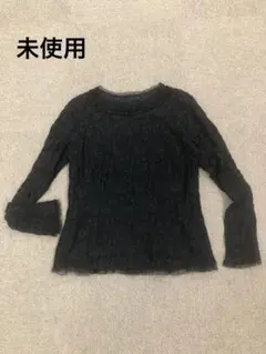 レース 黒 長袖 トップス フリル付き