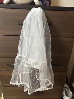 ホワイトウェディングベール レースエッジ付き