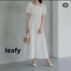 leafy パフスリーブドロストドレス ホワイト