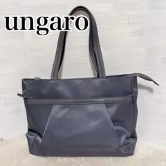 ungaro トートバッグ 大人グレー ナイロン andレザー 軽 A4のサムネイル