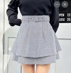 INGNI 共ベルト付 2段フレアスカート 千鳥格子柄のサムネイル
