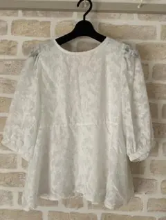 ホワイトレース半袖ブラウス Honeys