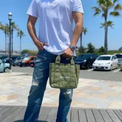 西海岸系☆LUSSO　SURF　マルチポケットトートバッグ　カーキ　新品