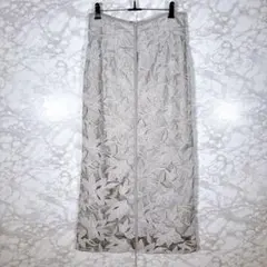 【ジャスグリッティー】タイトスカート（グレー）Mロング丈モール刺繍　花柄