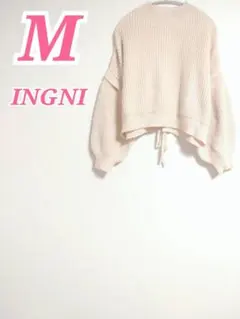 INGNI イング レイヤード風ニット ライトピンク M バックリボンデザイン