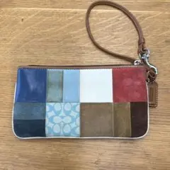 希少 早い者勝ち COACH パッチワーク ポーチ マルチカラー