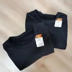 【2枚セット】ブラック長袖あったか裏起毛インナーmen'sMサイズ★タグ付未使用