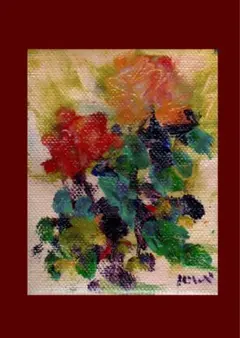 バラⅡ 油彩複製画　5枚セット 　　　簡易フレーム付き