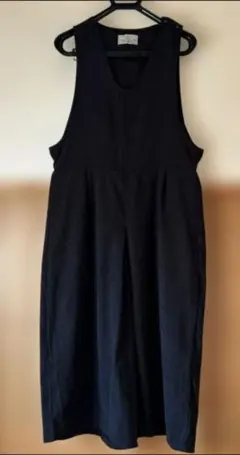 黒 ノースリーブ サロペット ワイドレッグ