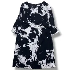 大きいサイズ エマジェイムス モノトーン花柄ワンピース モノトーン 13号 XL