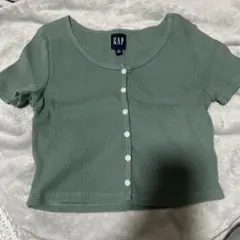 GAP リブカットソー 半袖 グリーン S